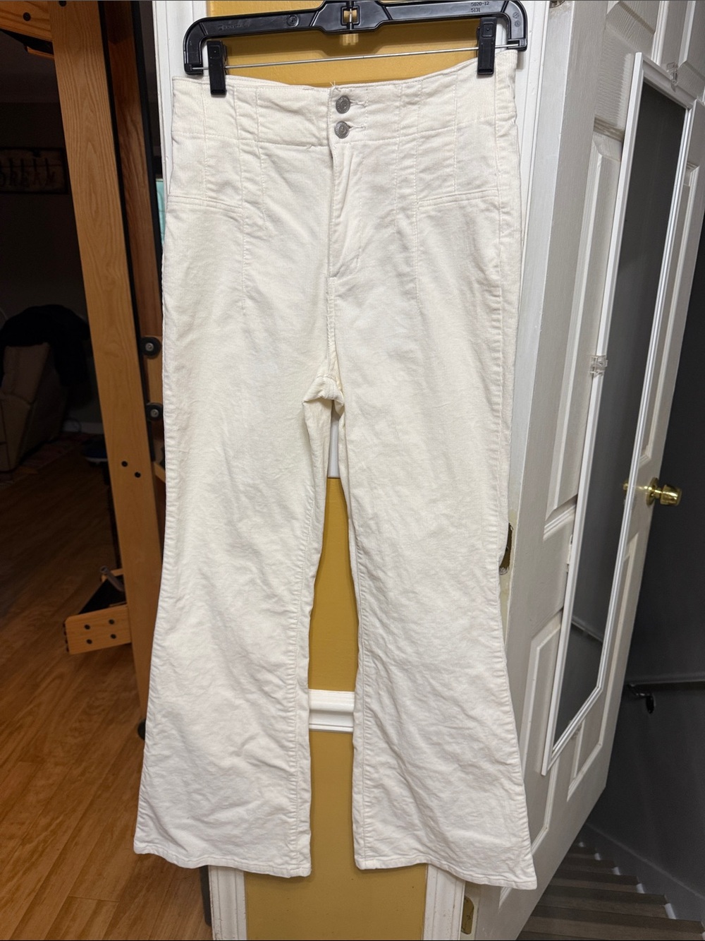 True Craft Off-White Corset Waist Flare Corduroy Pants Size 8
